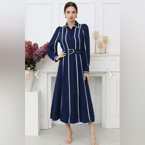 NWT Chicwish Crochet Stripe Maxi Dress